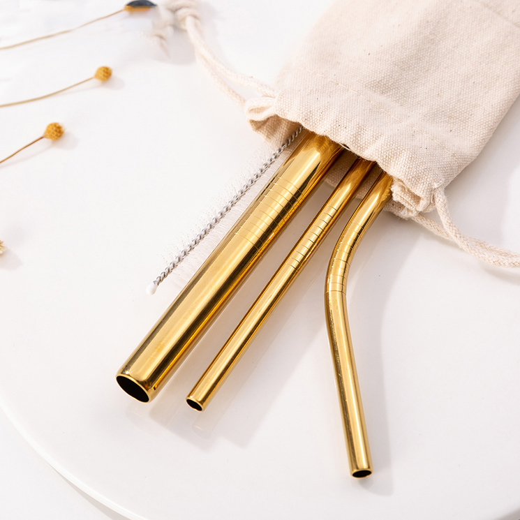 Stainless steel sliver golden rainbow rose gold black straw